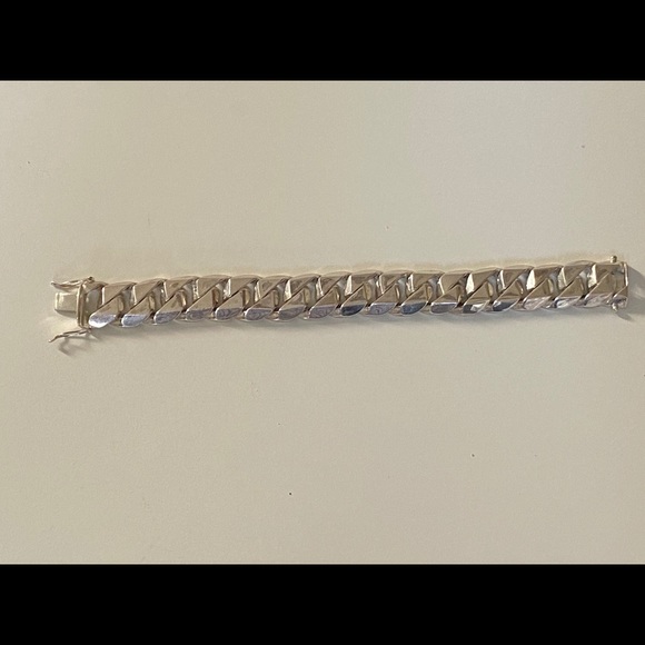 21mm 165gr 925 silver handmade wide thick bracelet 9 inches chain - Picture 3 of 5